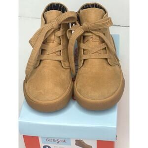 Cat & Jack Faux Suede High Top Boots 9 Tan Toddler Boys Desert Brogan Casual NIB
